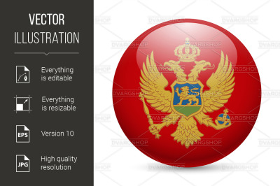 Round glossy icon of Montenegro