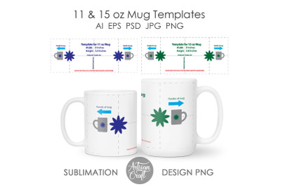 11 oz mug template&2C; 15 oz mug template