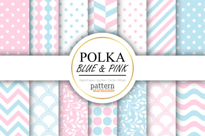 Polka Baby Blue And Pink Digital Paper - S1208