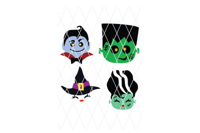 Kids Halloween Clipart, Vampire, Frankenstein, Witch