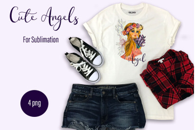 Angel girl with lavender, sublimation