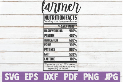 Farmer Nutrition Facts SVG Cut File