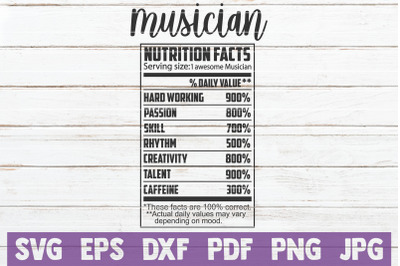 Musician Nutrition Facts SVG Cut File