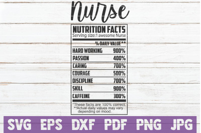 Nurse Nutrition Facts SVG Cut File