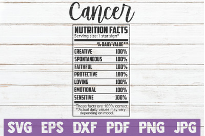 Cancer Nutrition Facts SVG Cut File