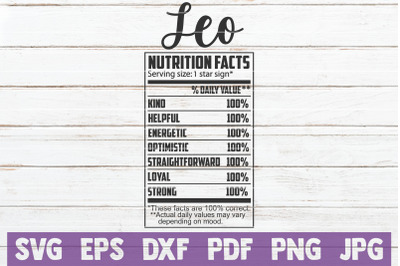 Leo Nutrition Facts SVG Cut File