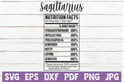 Sagittarius Nutrition Facts SVG Cut File