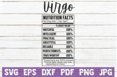 Virgo Nutrition Facts SVG Cut File