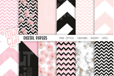 Pink Office Digital Paper Set