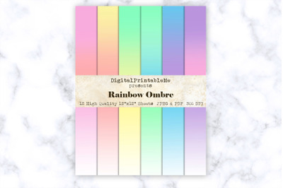 Ombre Digital Paper Pack,  Variety of Shades, Mixed Color Patterns, Sc
