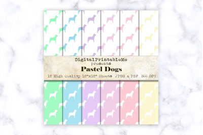 Pastel Dog Mix, Digital Paper Pack, Variety of Colors, dog lover, Scra