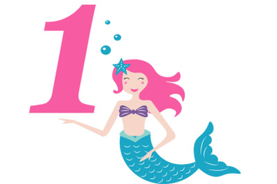 Mermaid svg , Birthday Mermaid SVG , 1 st Birthday svg , Mermaid Girl