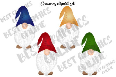 Gnomes Clipart Set, Cute Garden Gnomes