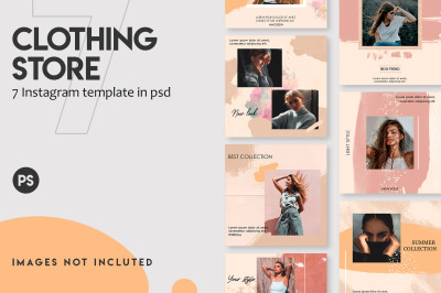 7 Clothing store instagram post template set