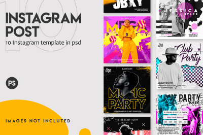 10 Music festival instagram post template set