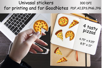 Stickers Print And Cut and for the GoodNotes app.Tasty Pizza