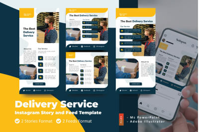 Delivery Service Instagram Story and Feed Social Media Template