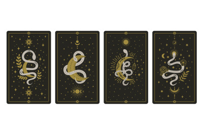 Magical snakes tarot cards. Occult hand drawn tarot cards&2C; esoteric sp