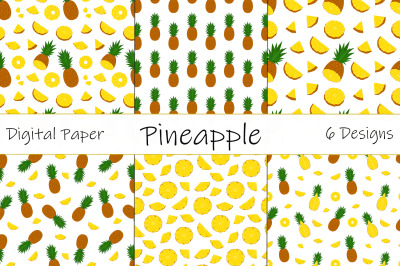 Pineapple pattern. Pineapple digital paper. Pineapple SVG