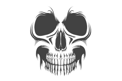 Tattoo of Human Skull isolated on white. Vector illustration.