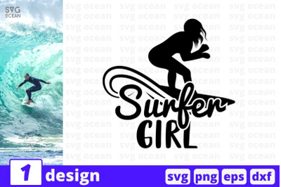 Surfer girl SVG Cut File