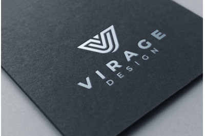 Logo mockup - Silver Foil Stamping on black card paper