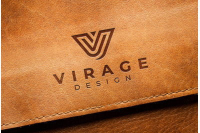 Logo Mock up - Stamped Engraved logo on old leather