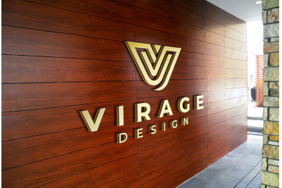 Logo Mockup - 3D Golden Logo on Wooden Wall