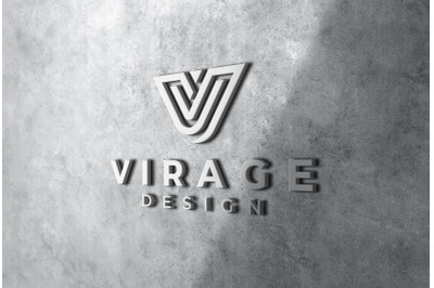 Logo Mock up - 3D Metallic Logo Signage on Gray Concret Wall