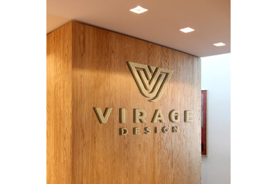 Logo Mock up - 3D Wooden Logo on office wall