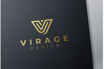 Logo Mockup - Debossed Gold foil Stamping Logo on Black Card