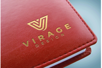 Logo Mock up - Debossed Golden Logo on Red Book Cover