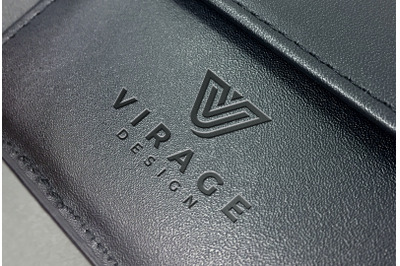 Logo Mock up - Debossed Logo on black Leather Case