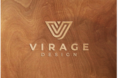 Logo Mock up - Engraved Logo on wooden surface