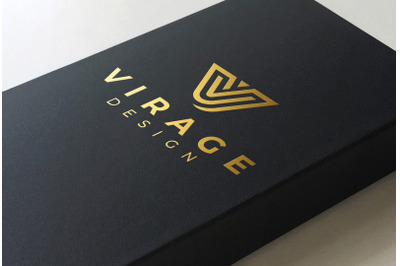 Logo Mockup - Golden Foil Logo on Black Card Box