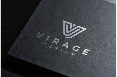 Logo Mockup - Silver Foil Stamping Logo on Black Business Card