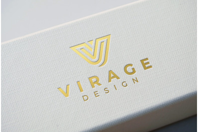 Logo Mockup - Stamped Golden Logo on White Textured Box