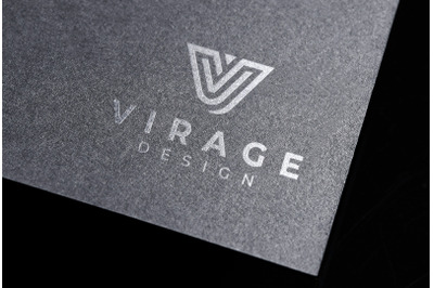 Logo Mockup - Stamped Silver Logo on Dark Gray Card