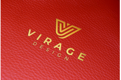 Logo Mockup - Foil Stamping Logo on Red Leather