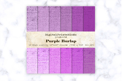 Purple Burlap Digital Paper Pack,  Variety of Shades, Mixed purple Pat