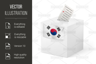 Ballot box with voicing paper. South Korea