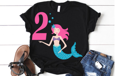 Mermaid svg , Birthday Mermaid SVG , 2 nd Birthday svg , Mermaid Girl