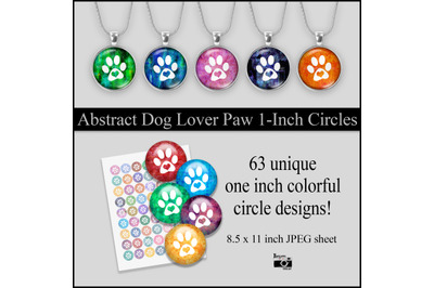 Abstract Dog Lover Paw Print 1-inch Circles Printable Sheet