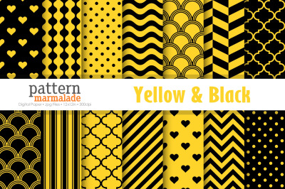 Yellow &amp; Black Digital Paper - T0106