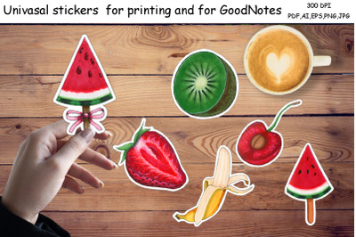 Stickers Print And Cut and for the GoodNotes.Summer Fruits