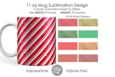 Candy cane mug, 11 oz mug sublimation