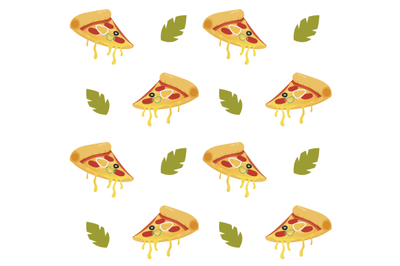 Fresh pizza slice seamless pattern, pizzeria italian background