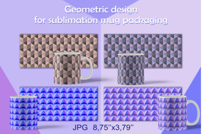 Geometric design for sublimation mug packaging.