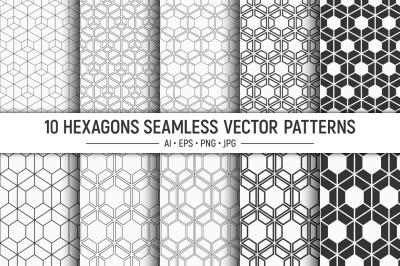10 seamless hexagons patterns