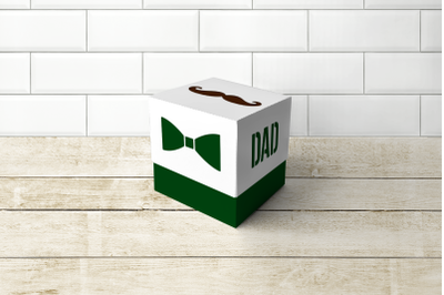 Mustache Dad Cube Box With Lid | SVG | PNG | DXF | EPS